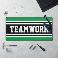 TEAMWORK Fun Green Black White Racing Stripes