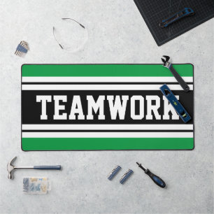 TEAMWORK Fun Green Schwarz-weiß Racing Stripes Schreibtischunterlage