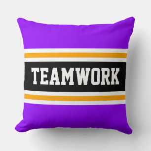 TEAMWORK Fun Lila Schwarz-weiße Racing Streifen Kissen