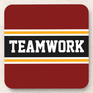 TEAMWORK Fun Retro Red Black 70er Racing Stripes Getränkeuntersetzer