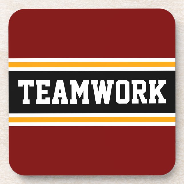 TEAMWORK Fun Retro Red Black 70er Racing Stripes Getränkeuntersetzer (Vorderseite)