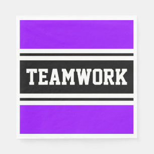 TEAMWORK Helle Lila Schwarz-weiße Racing Streifen Serviette