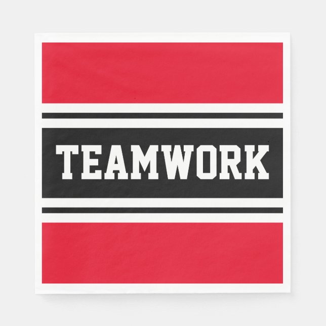 TEAMWORK Helle Red Schwarz-weiß Racing Stripes Serviette (Vorderseite)