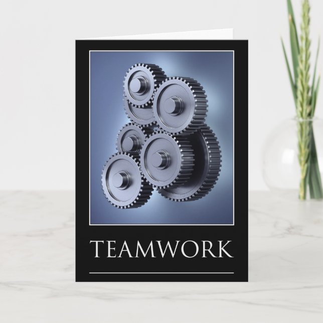 Teamwork-Konzept mit Getriebe Karte (Vorderseite)