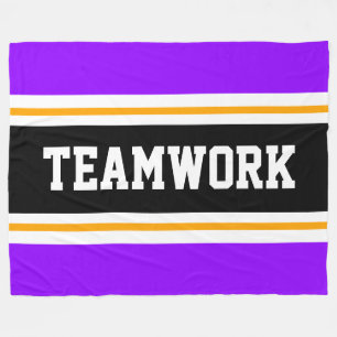 TEAMWORK Lila Schwarz-weiße Streifen Fleecedecke