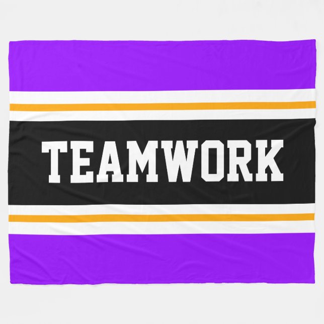 TEAMWORK Lila Schwarz-weiße Streifen Fleecedecke (Vorderseite (Horizontal))