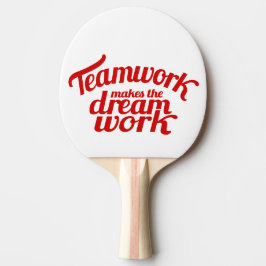 Teamwork macht den Traum zu roter Grafik Tischtennis Schläger