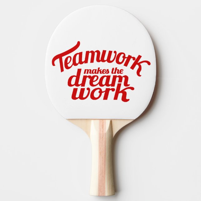 Teamwork macht den Traum zu roter Grafik Tischtennis Schläger (Vorderseite)
