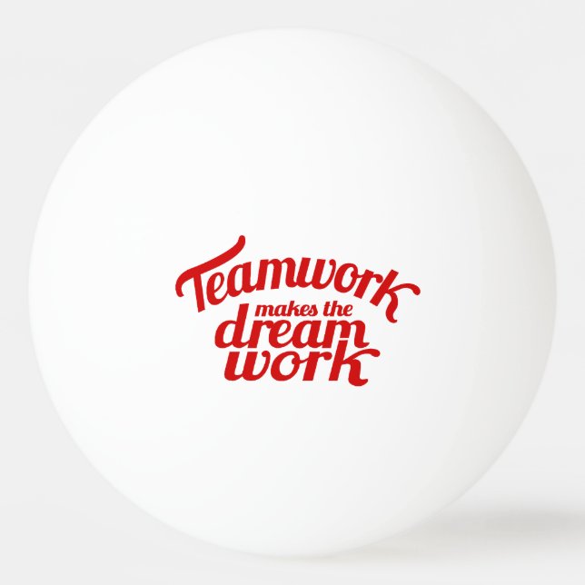 Teamwork macht den Traumjob grafisch roter Slogan Tischtennisball (Rückseite)