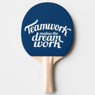 Teamwork macht die Traumarbeit blauen grafischen Tischtennis Schläger