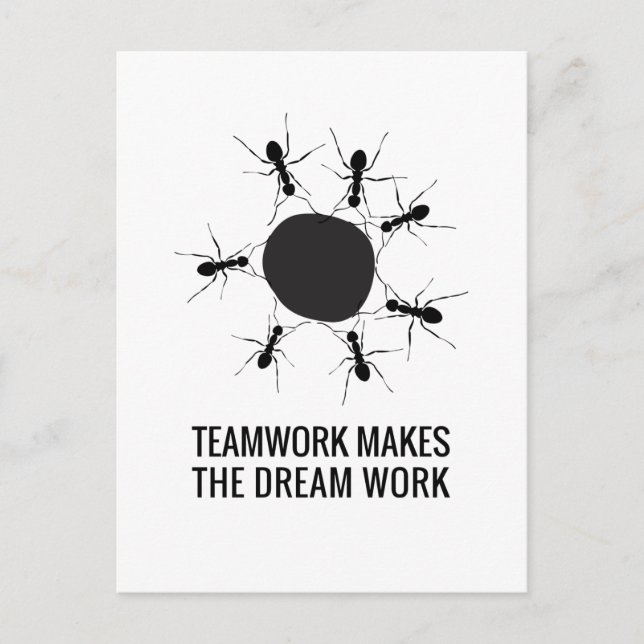 TEAMWORK MACHT DIE TRAUMARBEIT POSTKARTE (Vorderseite)