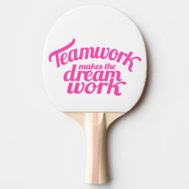Teamwork macht die Traumarbeit rosa grafisch Tischtennis Schläger
