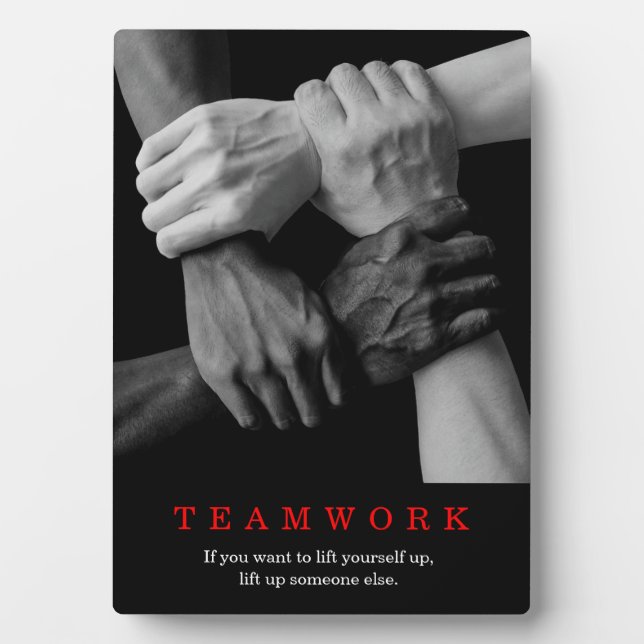 Teamwork Motivational Inspirational Quote Hands Fotoplatte (Vorderseite)