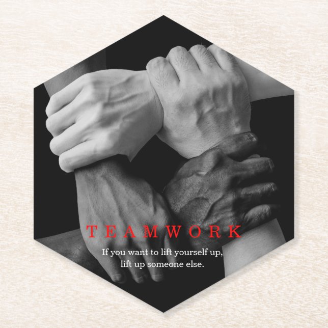 Teamwork Motivierend Inspiration-Quote-Hands Untersetzer (Vorderseite)