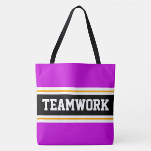 TEAMWORK Sportlich Rosa Schwarz Weiß Racing Streif Tasche