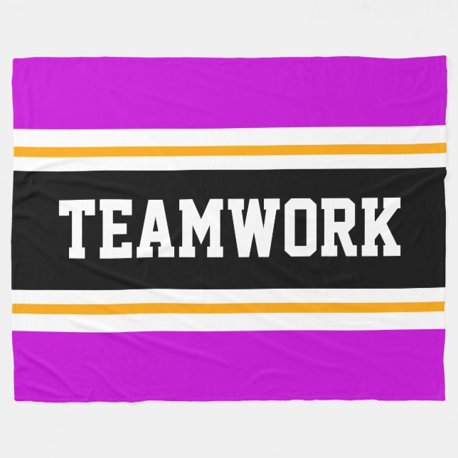 TEAMWORK Sportliche, hellrosa Schwarz-weiße Streif Fleecedecke (Vorderseite (Horizontal))