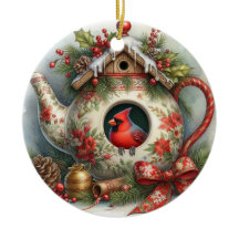 Teapot Birdhouse Kardinal 1