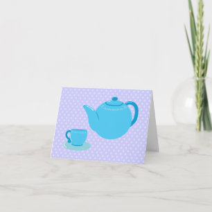Teapot bleu Tea Party Merci Cartes