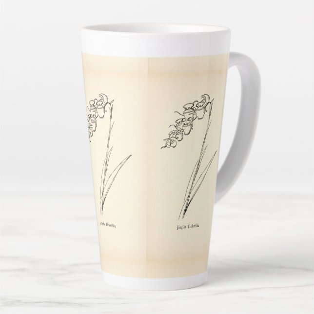 Teapot Blume Pflanze Vintage Illustration whimsist Milchtasse (Rechte Ecke)