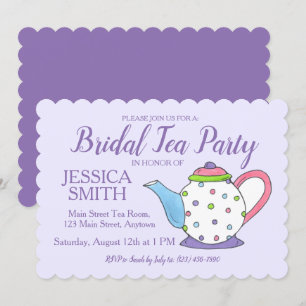 Teapot Bridal Polterabend Lila Tee Party Einladung
