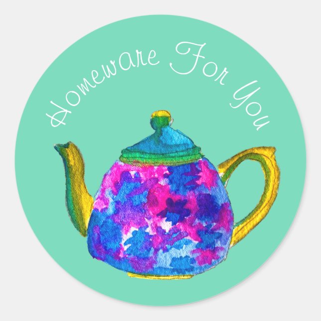 Teapot-Design Geschenkartikelmarken Runder Aufkleber (Vorderseite)