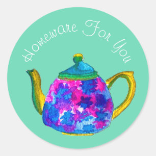 Teapot-Design Geschenkartikelmarken Runder Aufkleber