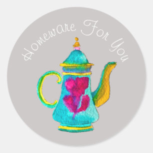 Teapot-Design Geschenkartikelmarken Runder Aufkleber