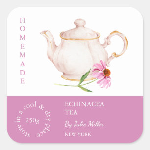 Teapot Echinacea Tea Étiquette