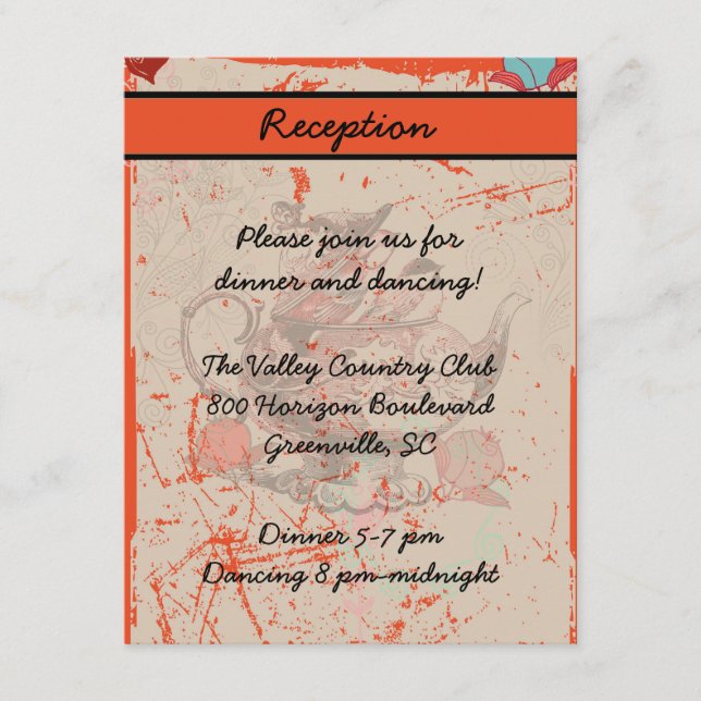 Teapot Fantasy Grunge Empfang Card Begleitkarte (Vorderseite)