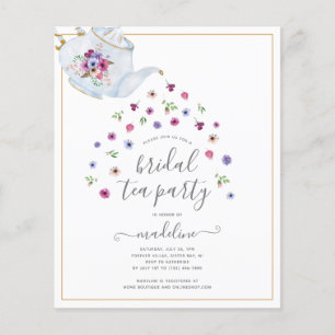 Teapot Floral Brautparty Tee Party Einladung Flyer