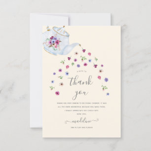 Teapot Floral Tea Party Carte de remerciements
