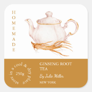 Teapot Ginseng Étiquette de thé racine