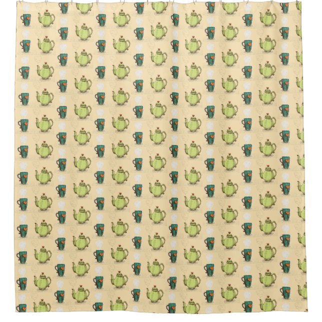 TEAPOT KAFFEE DUSCHVORHANG (Vorderseite)