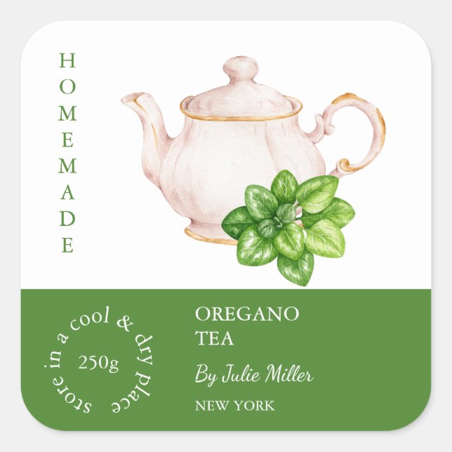 Teapot Oregano Tea Étiquette (Devant)