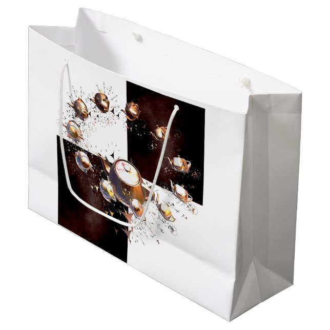 Teapot-Party Große Geschenktüte (Vorderseite Schrägansicht)