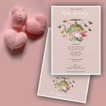 Teapot Party Pink Floral Butterflies Bridal Shower