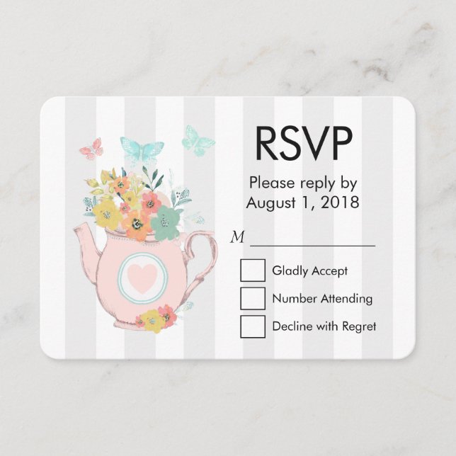 Teapot rose avec Fleurs et Papillons RSVP (Devant)