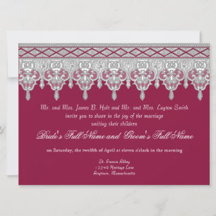 Tear Drop Lace, Burgundy Red - Einladung zur Hochz