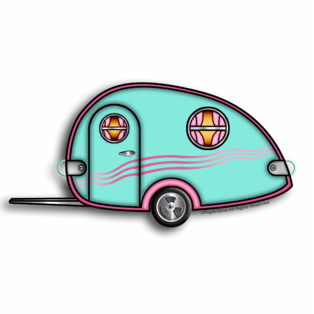 Tear Drop RV Trailer 3D Skulptur Ornament Fotoskulptur Ornament (Vorne)