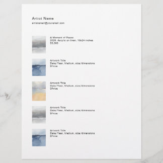 Tear Sheet Price List Template for Art Briefbogen