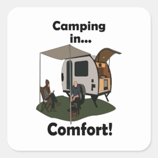 Teardrop-Anhänger-Camping in Komfort Glücklicher C Quadratischer Aufkleber