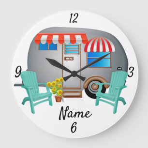 Teardrop Caravan Camper Thunder_Cove Große Wanduhr