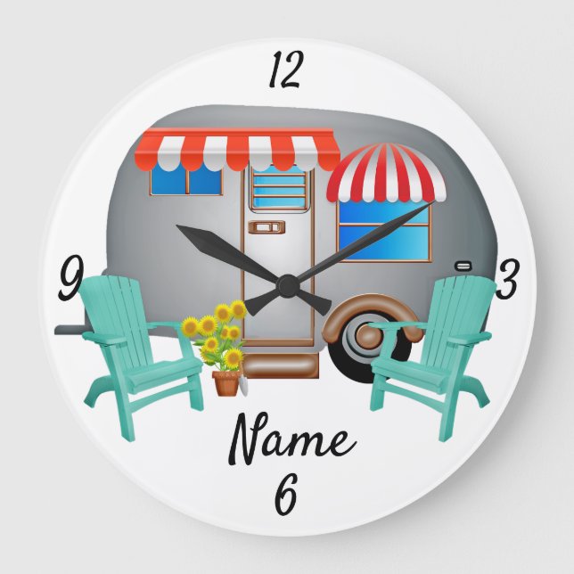 Teardrop Caravan Camper Thunder_Cove Große Wanduhr (Vorderseite)