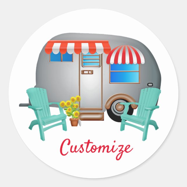 Teardrop Caravan Camper Thunder_Cove Runder Aufkleber (Vorderseite)