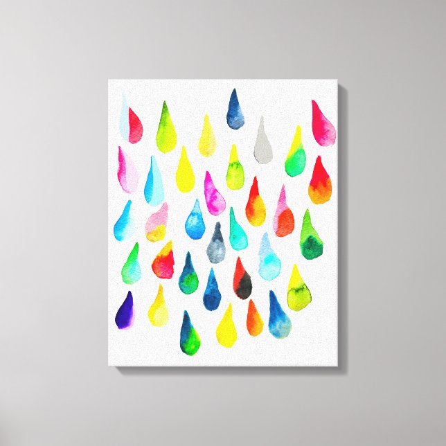 Teardrops Aquarell farbenfroh whimsical Leinwanddruck (Vorderseite)