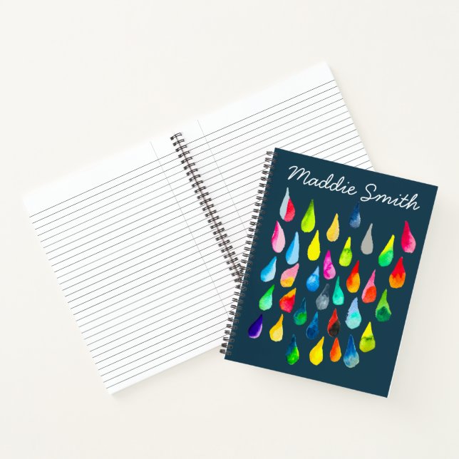 Teardrops Aquarell farbenfroh whimsical Notizbuch (Innenseite)