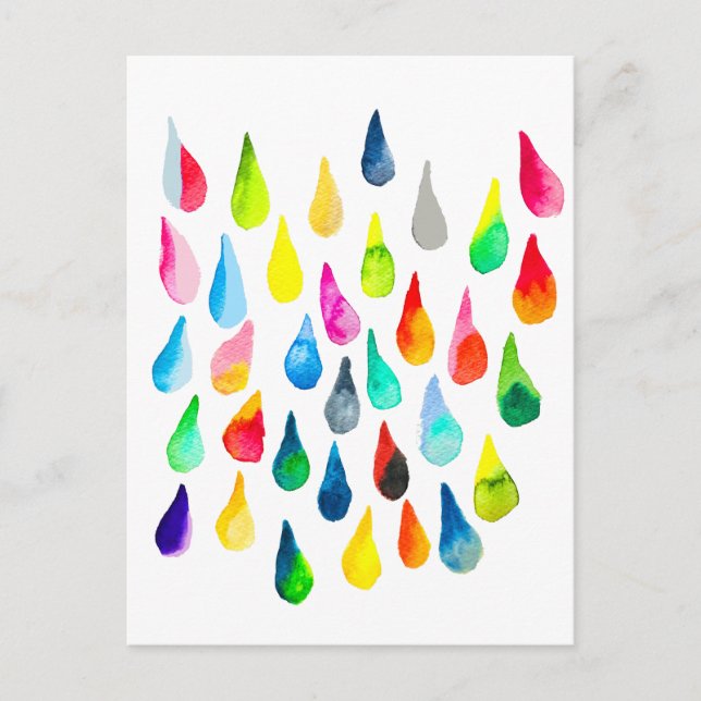 Teardrops Aquarell farbenfroh whimsical Postkarte (Vorderseite)