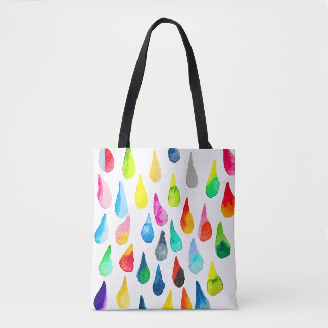 Teardrops Aquarell farbenfroh whimsical Tasche (Vorderseite)