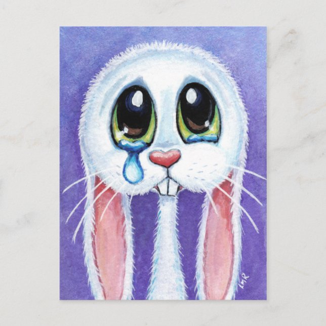 Tearful Sad Bunny Rabbit Postkarte (Vorderseite)