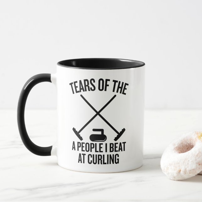 Tears of the People I Beat at Curling Funny Tasse (Mit Donut)